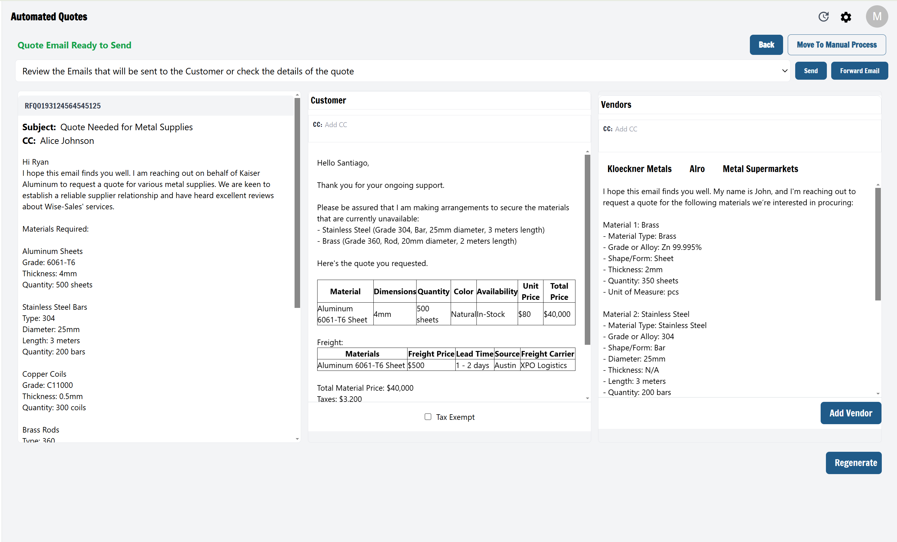 Quoting Agent automation
